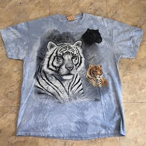 Vintage The Mountain Y2K Tiger Tye Dye Tshirt XXL Light Blue